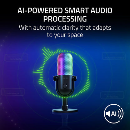 Razer Seiren V3 Chroma USB-C Gaming Microphone, AI Noise Isolation, RGB, Tap-to-Mute, Pink