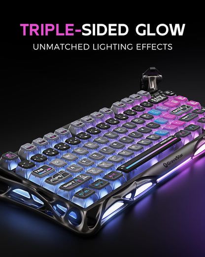 GravaStar Mercury K1 Pro 75% Gaming Keyboard – Wireless, RGB, Hot-Swappable Switches