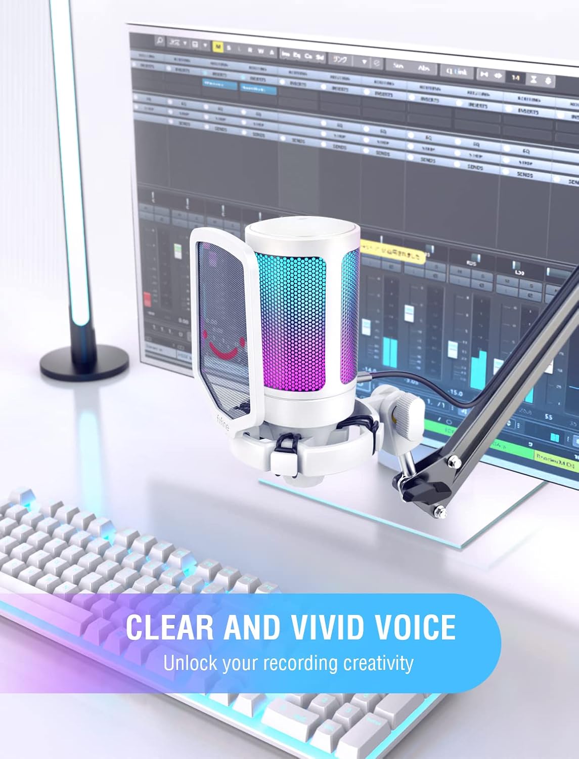 FIFINE AmpliGame A6VW USB Gaming Microphone | RGB Condenser Mic for PC/PS5