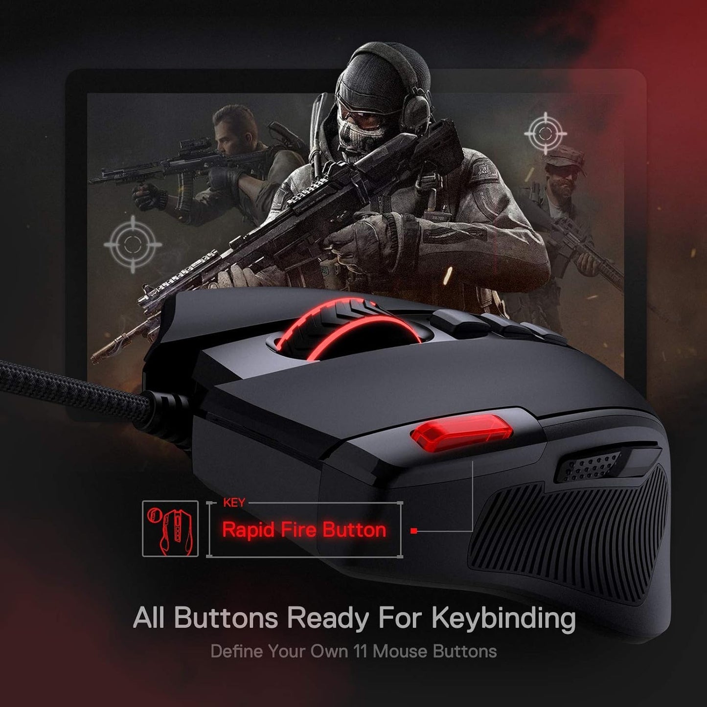 Redragon M612 Wired RGB Gaming Mouse, 8000 DPI, Programmable Buttons