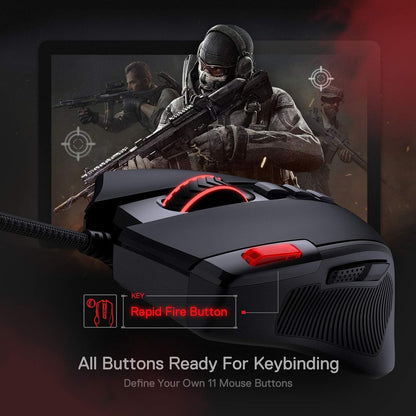 Redragon M612 Wired RGB Gaming Mouse, 8000 DPI, Programmable Buttons