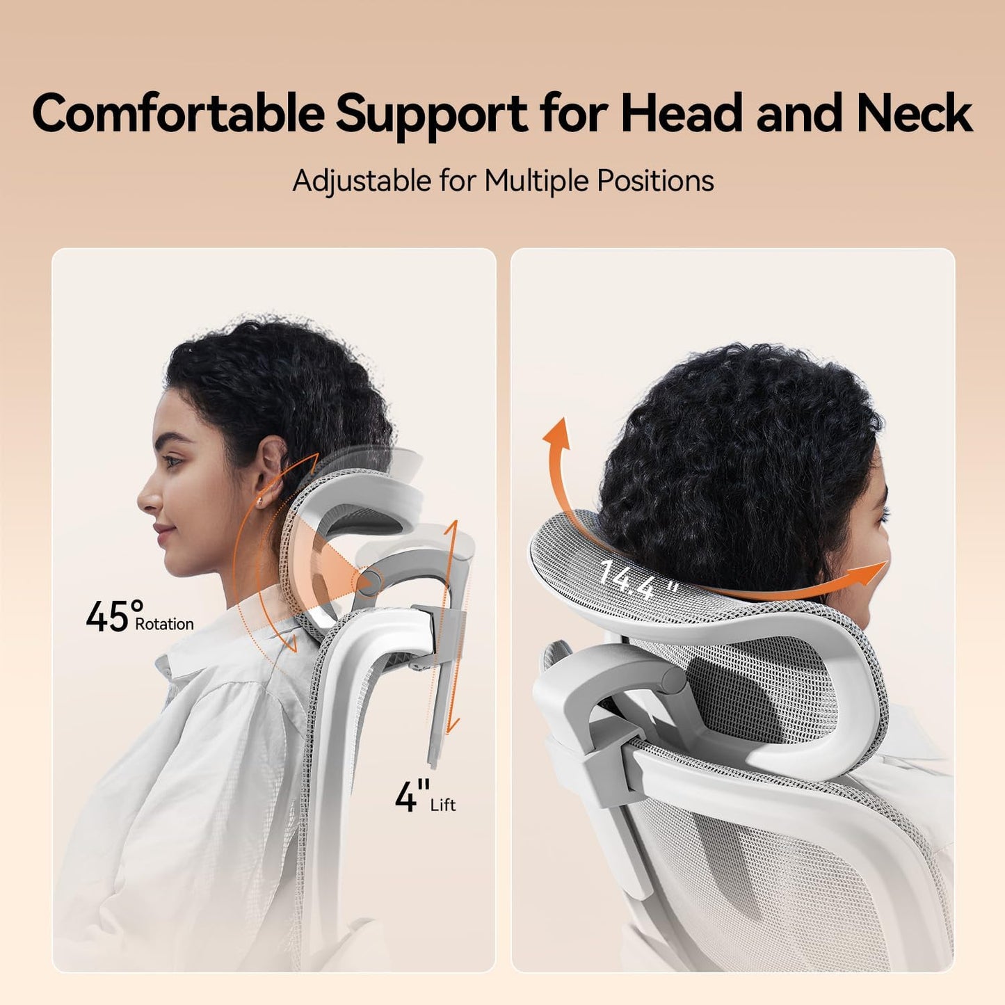 SIHOO B100 Ergonomic Office Chair with Adaptive Lumbar Support & Wide Headrest, Grey