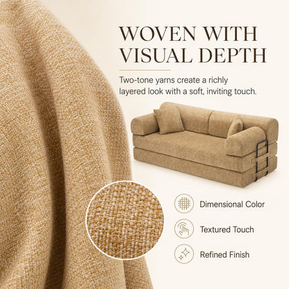 KEIKI 78" 4-in-1 Convertible Sleeper Chair & Loveseat Bed (Ochre Corduroy)