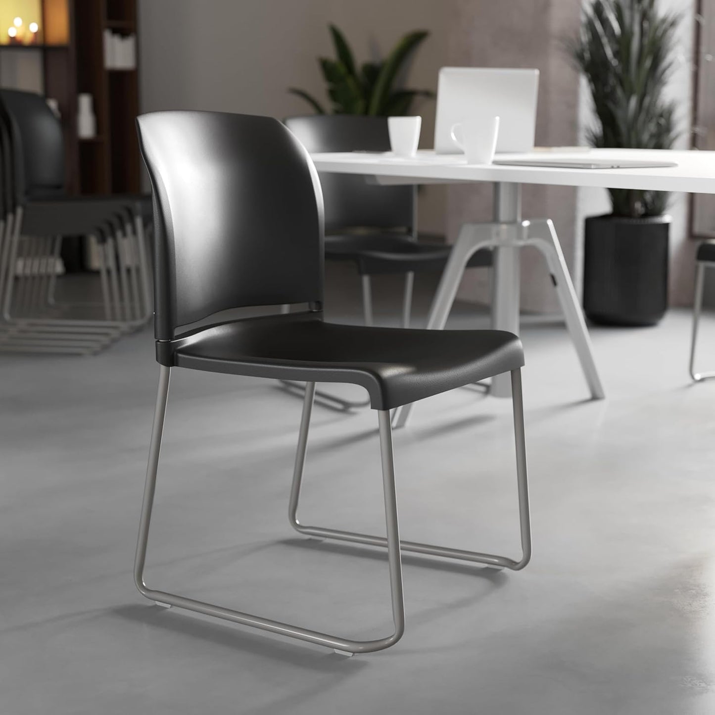 Flash Furniture Hercules Series Ergonomic Stacking Chairs – Set of 5 (Black)