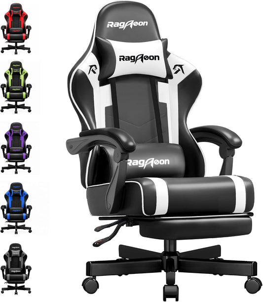 Gaming Chair for Adults with Pocket Springs, PU Leather, 400 lb Capacity