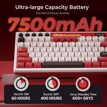 RK ROYAL KLUDGE M87 75% Wireless Mechanical Keyboard – Screen, Dual Knobs, RGB