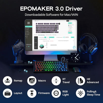 EPOMAKER HE75 V2 TMR Hall Effect Gaming Keyboard – 8KHz, Rapid Trigger, Wireless, Black