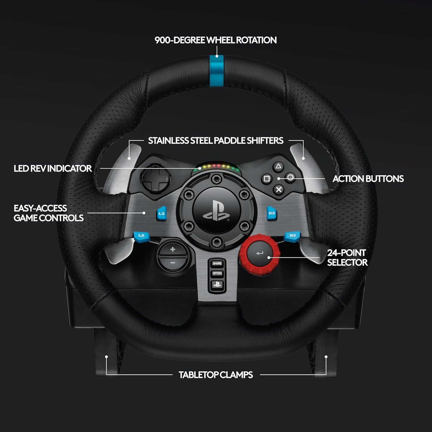 Logitech G29 Racing Wheel & Pedals for PS5, PS4 & PC | Force Feedback, Leather Wheel