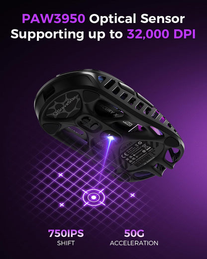 GravaStar Mercury X Pro Ultra-Light Wireless Gaming Mouse – 32K DPI, PAW3950, 49g