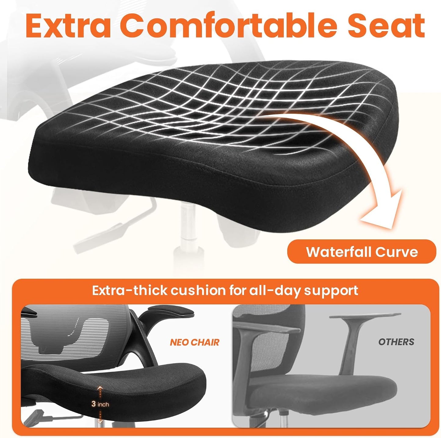 NEO CHAIR High-Back Ergonomic Mesh Office Chair with Flip-Up Arms – Black
