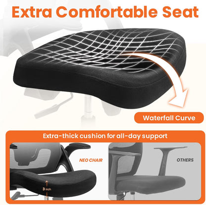 NEO CHAIR High-Back Ergonomic Mesh Office Chair with Flip-Up Arms – Black