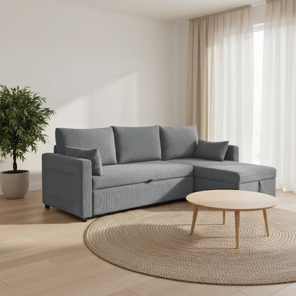 Ball & Cast 86" L-Shaped Pull-Out Sleeper Sofa with Reversible Storage Chaise