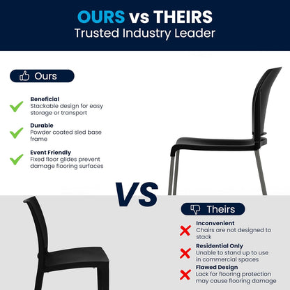 Flash Furniture Hercules Series Ergonomic Stacking Chairs – Set of 5 (Black)