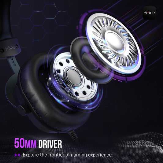 FIFINE AmpliGame H9 Wired Gaming Headset – 7.1 Surround, USB & 3.5mm, Black