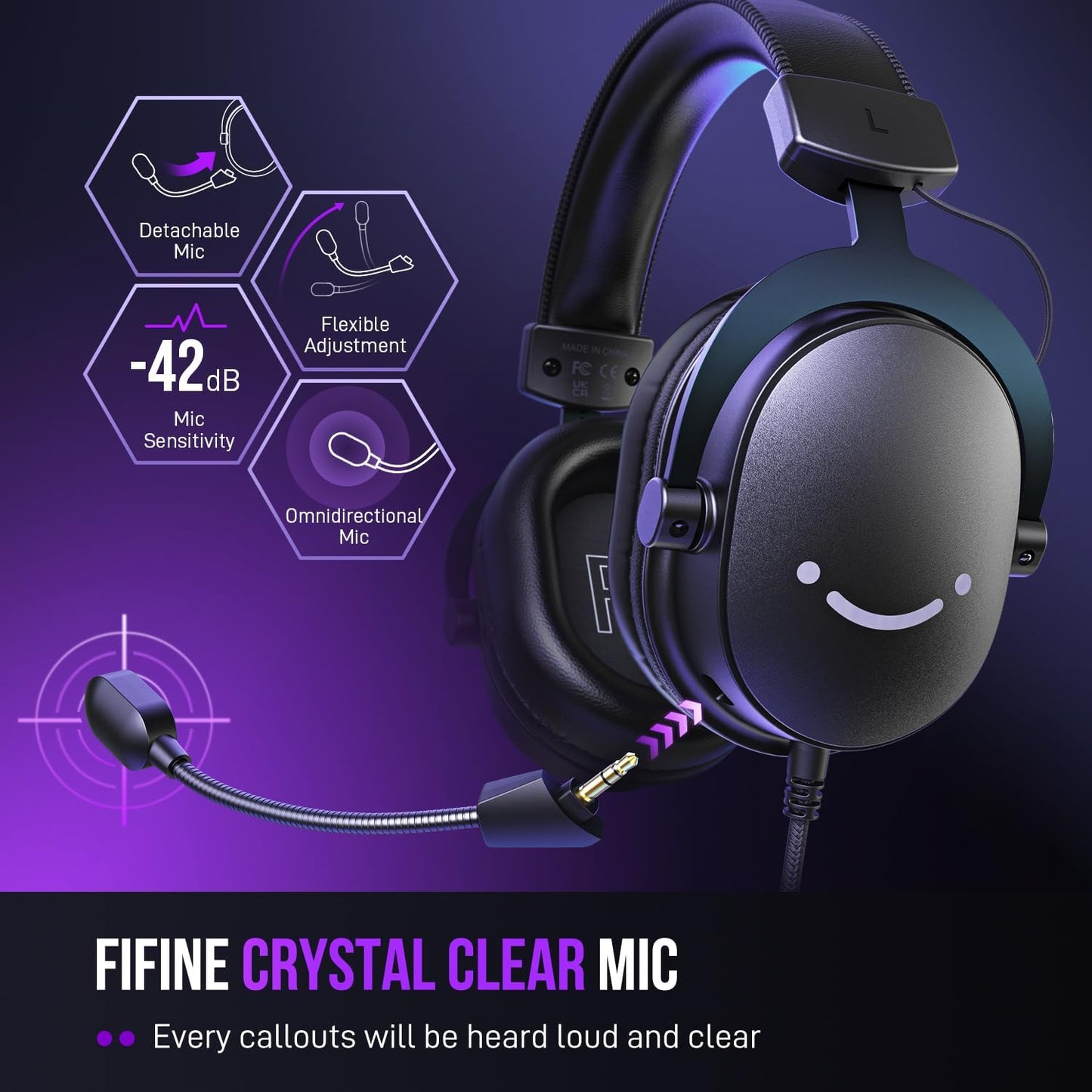 FIFINE AmpliGame H9 Wired Gaming Headset – 7.1 Surround, USB & 3.5mm, Black