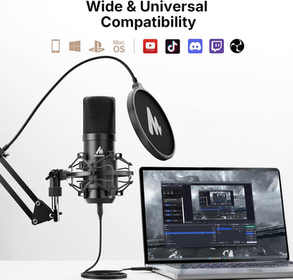 MAONO A04 Gen2 USB/XLR Condenser Microphone Bundle for Podcast, Gaming & Streaming