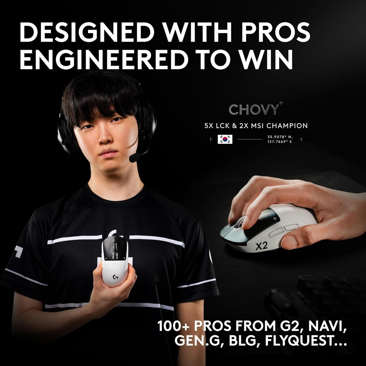 Logitech G PRO X2 SUPERSTRIKE Wireless Gaming Mouse, 61g, Black/White