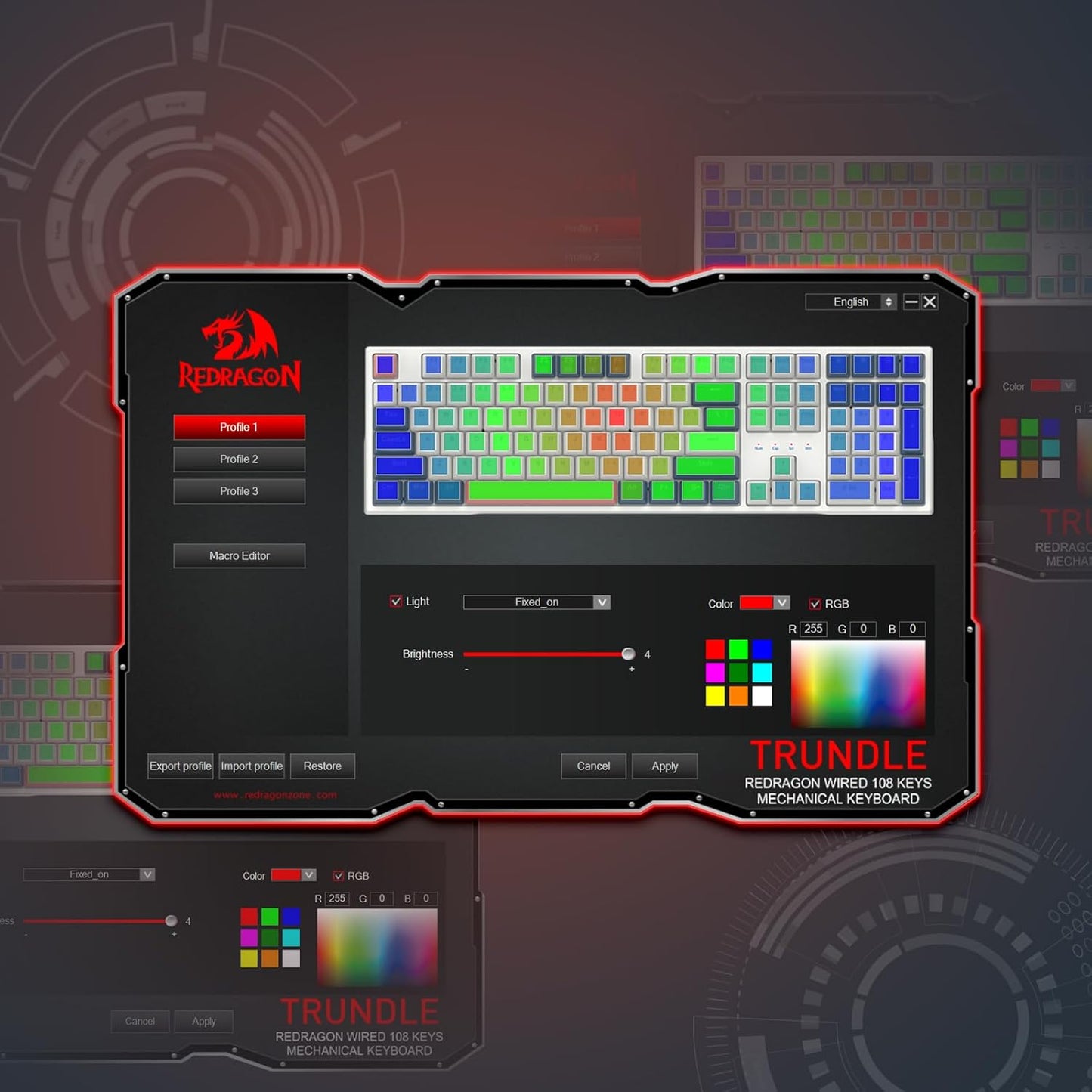 Redragon K668 Wired RGB Gaming Keyboard – 108 Keys, Hot-Swappable, Thocky Sound