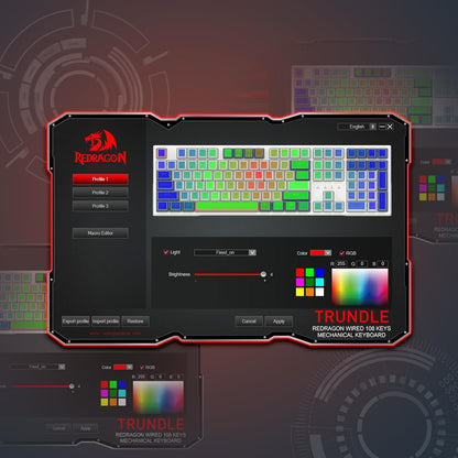 Redragon K668 Wired RGB Gaming Keyboard – 108 Keys, Hot-Swappable, Thocky Sound