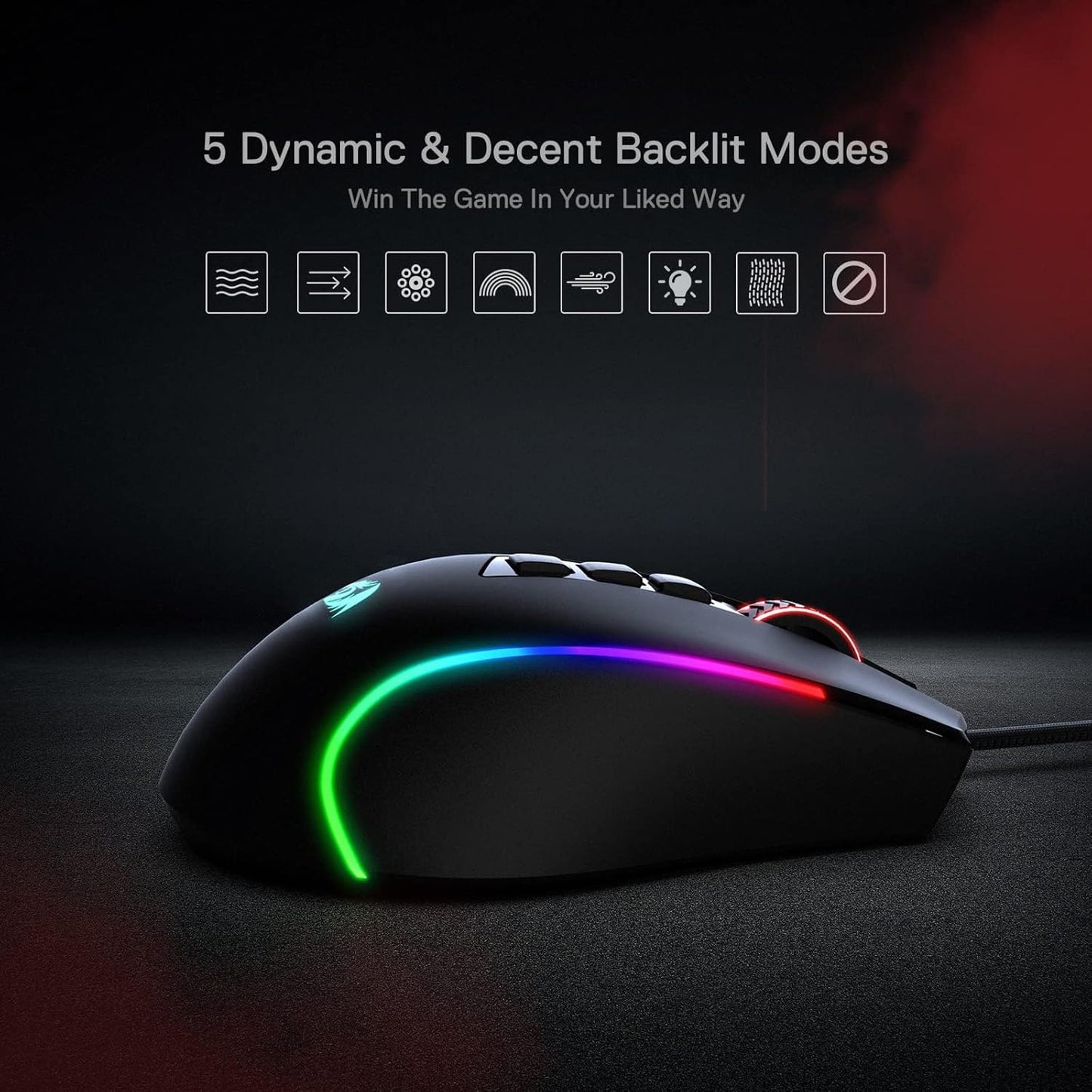 Redragon M612 Wired RGB Gaming Mouse, 8000 DPI, Programmable Buttons