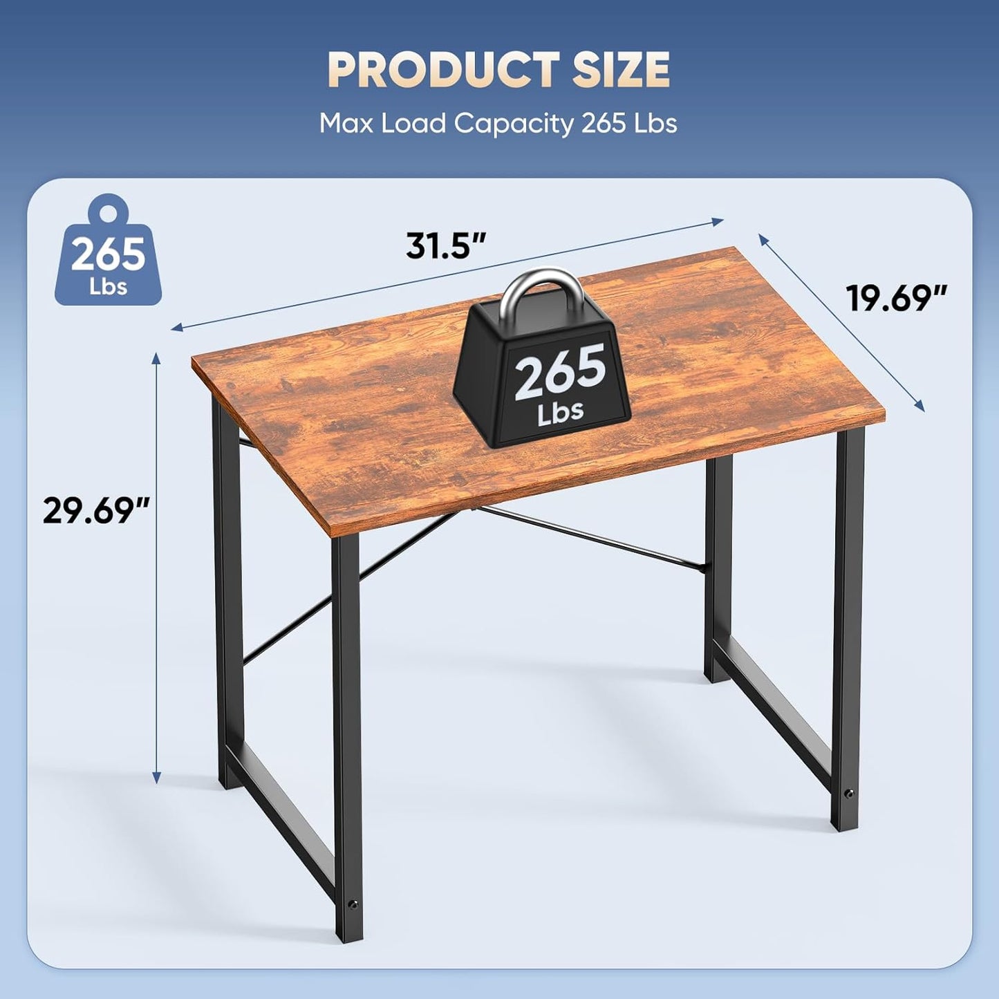 DUMOS 32" Home Office Desk, Rustic Brown | Compact Study & Gaming Table  (Color: Wood Brown)