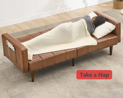 Garvee 75" Convertible PU Leather Sleeper Sofa