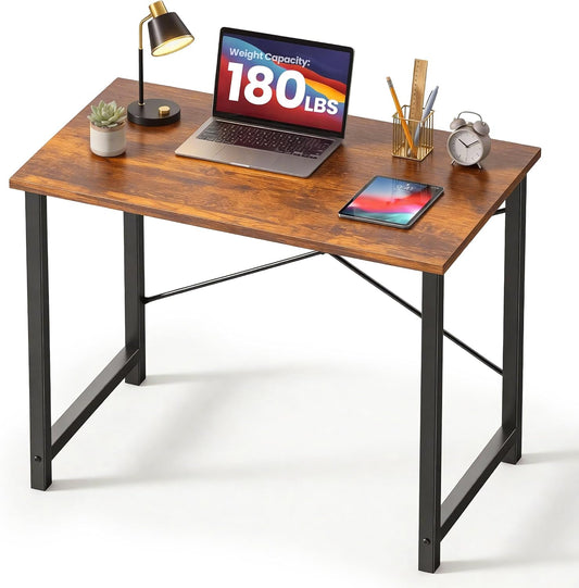DUMOS 32" Home Office Desk, Rustic Brown | Compact Study & Gaming Table  (Color: Wood Brown)