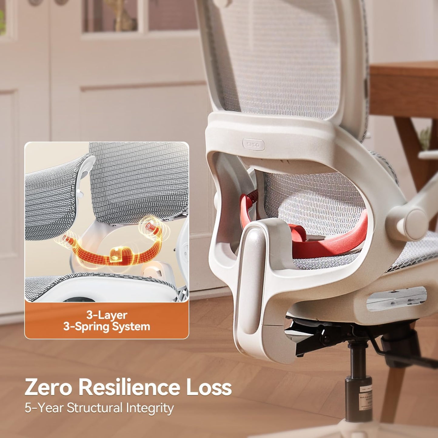 SIHOO B100 Ergonomic Office Chair with Adaptive Lumbar Support & Wide Headrest, Grey
