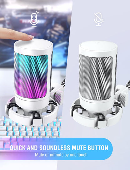 FIFINE AmpliGame A6VW USB Gaming Microphone | RGB Condenser Mic for PC/PS5