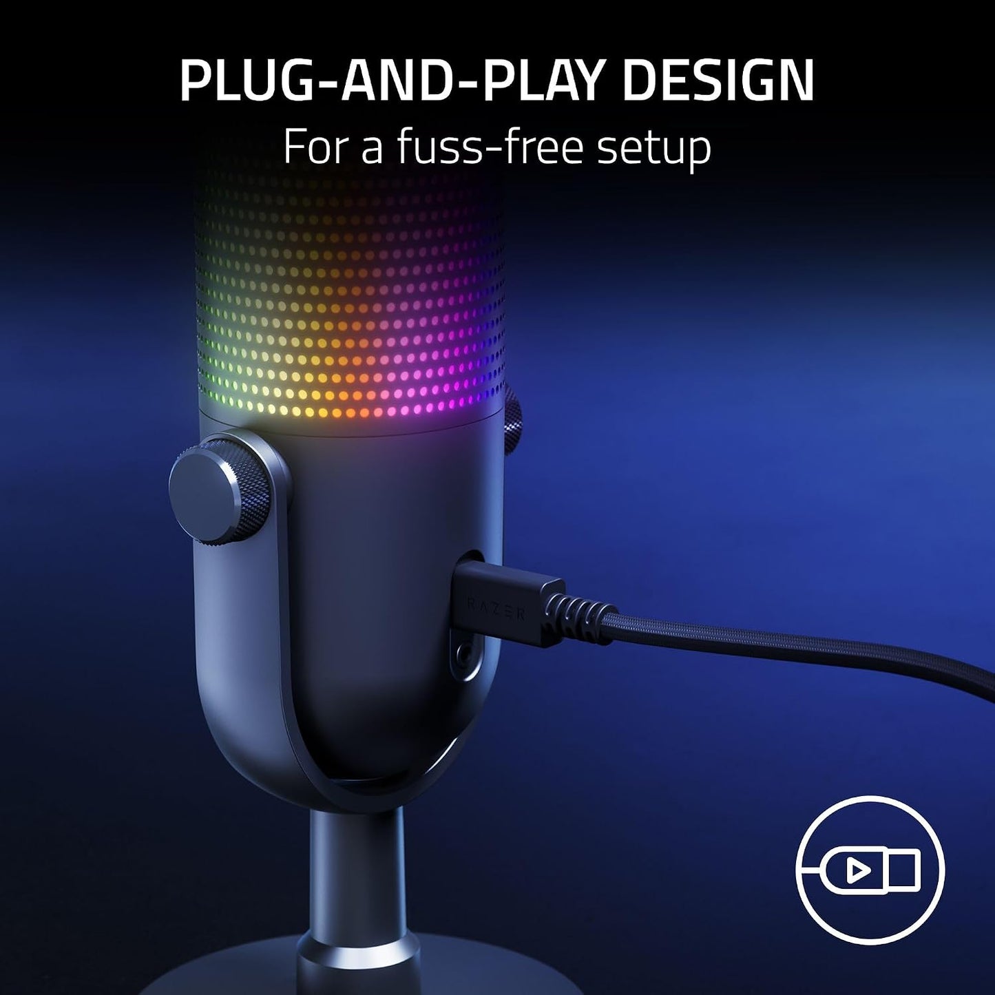Razer Seiren V3 Chroma USB-C Gaming Microphone, AI Noise Isolation, RGB, Tap-to-Mute, Pink