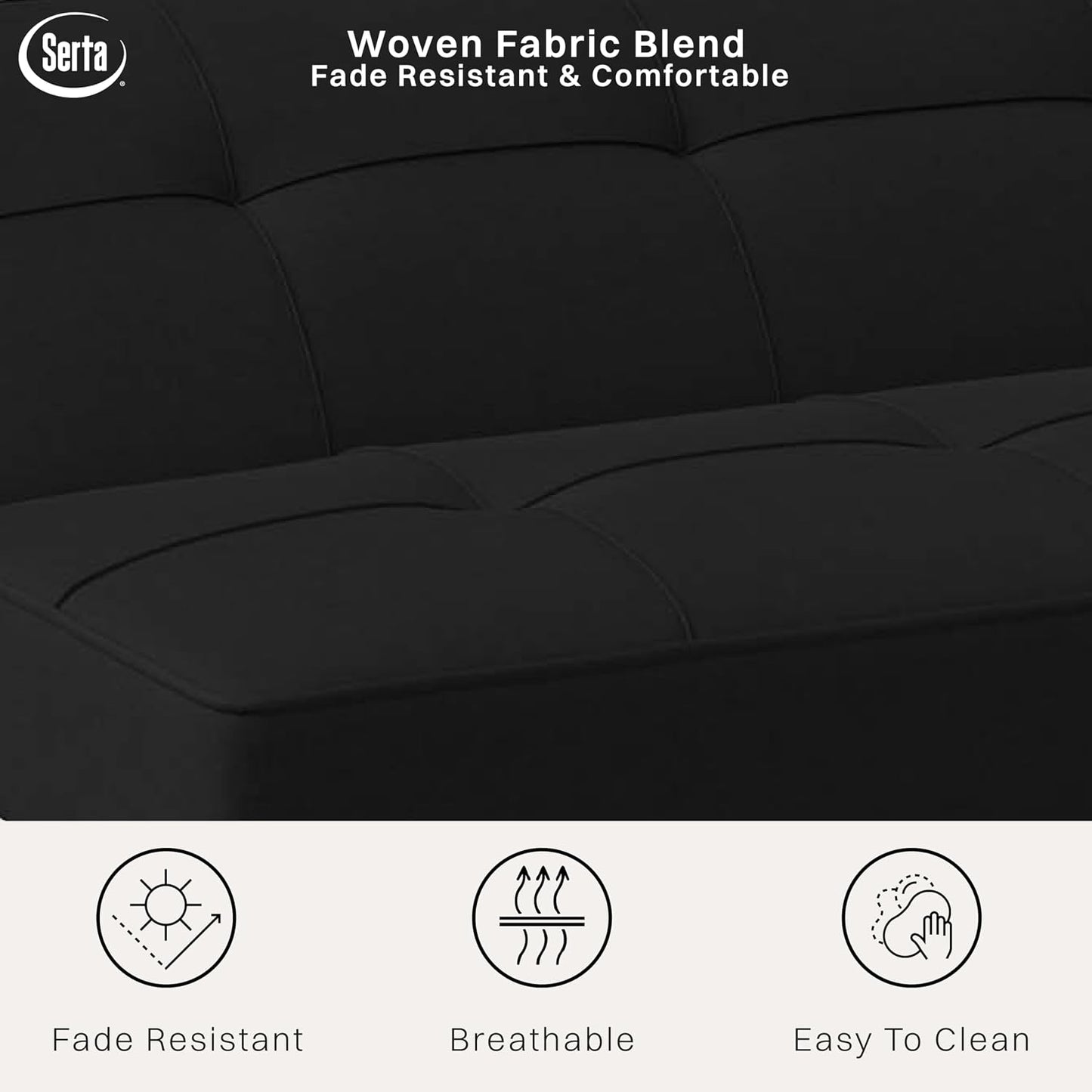 Serta Rane 66.1" 3-in-1 Convertible Futon Sleeper Couch (Black)