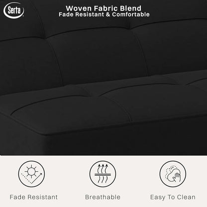 Serta Rane 66.1" 3-in-1 Convertible Futon Sleeper Couch (Black)