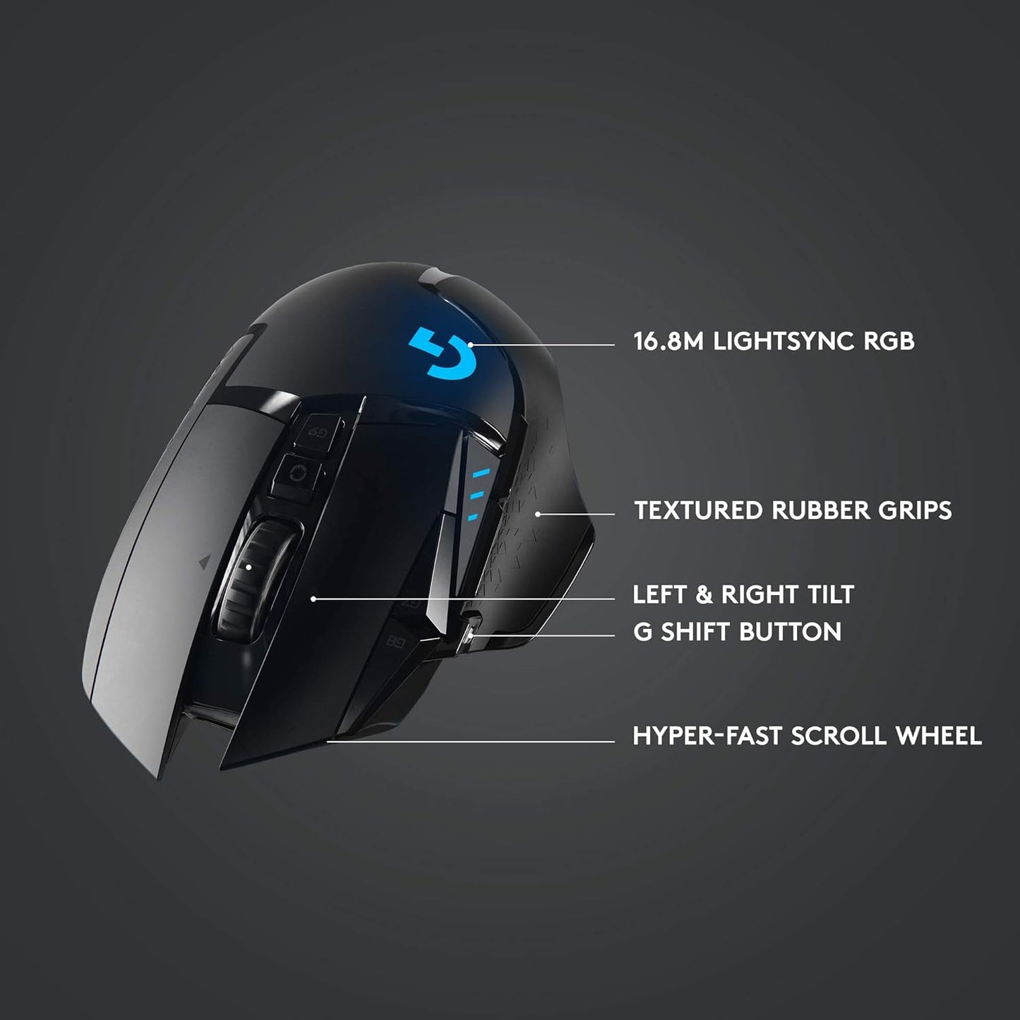 Logitech G502 LIGHTSPEED Wireless Gaming Mouse, RGB, 11 Programmable Buttons, Black