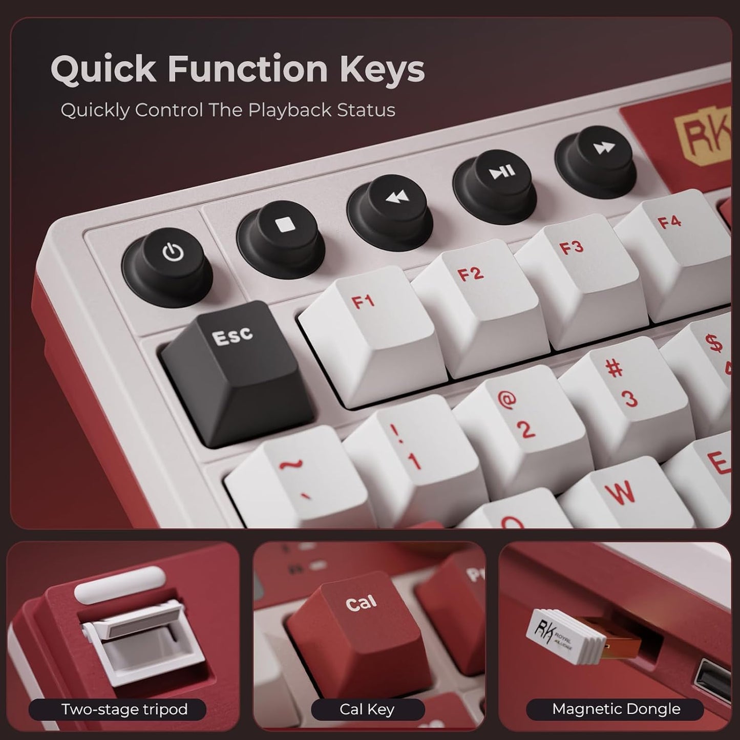 RK ROYAL KLUDGE M87 75% Wireless Mechanical Keyboard – Screen, Dual Knobs, RGB