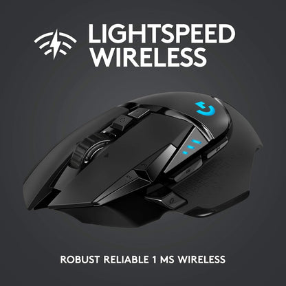 Logitech G502 LIGHTSPEED Wireless Gaming Mouse, RGB, 11 Programmable Buttons, Black