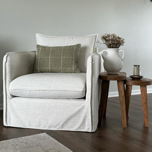 Threshold™ Berea Slouchy Accent Chair with French Seams, Upholstered, Malcolm Stripe Blue