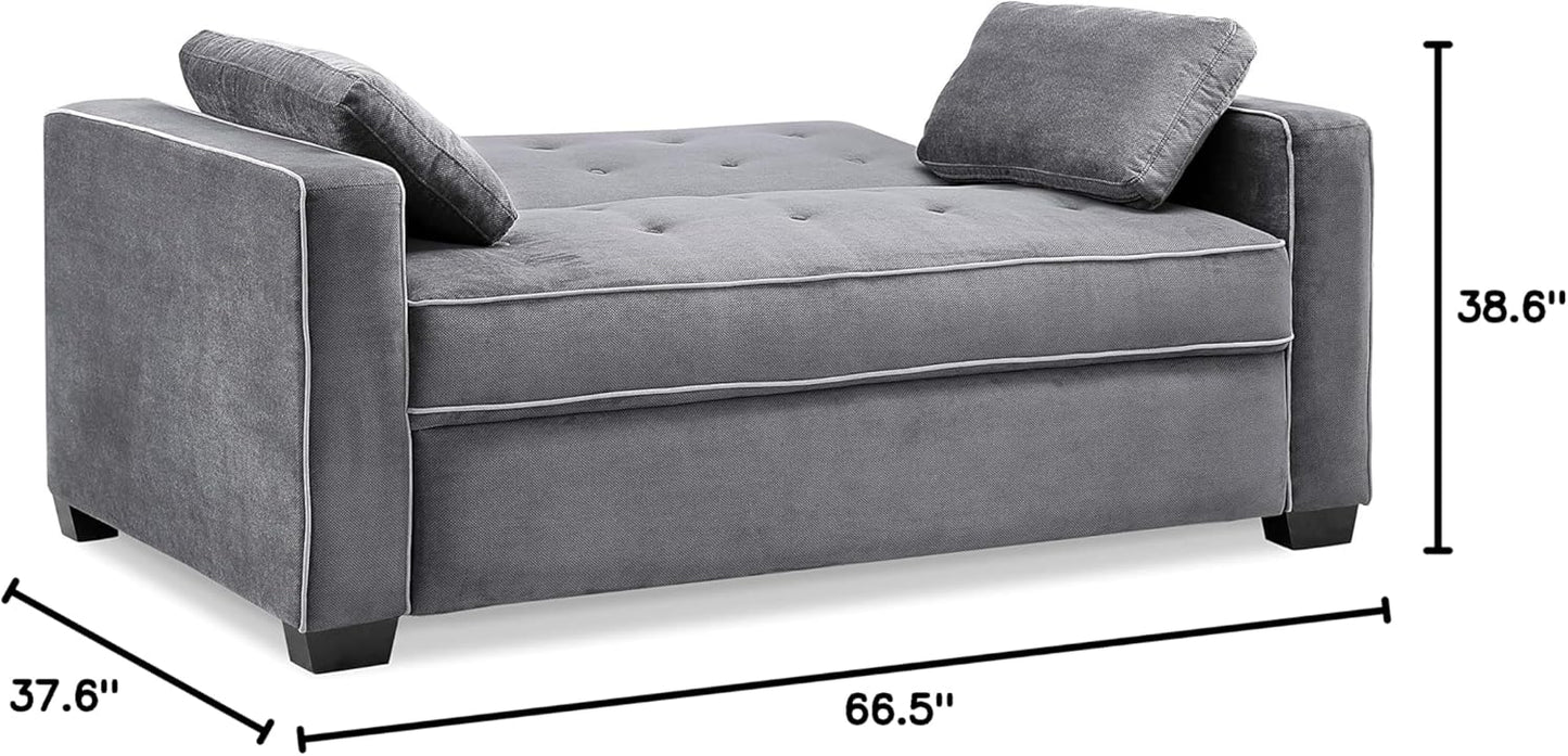 Serta Ainsley 66.5" Full Convertible Sleeper Loveseat (DreamCoil, Charcoal)