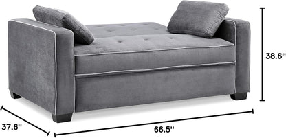 Serta Ainsley 66.5" Full Convertible Sleeper Loveseat (DreamCoil, Charcoal)