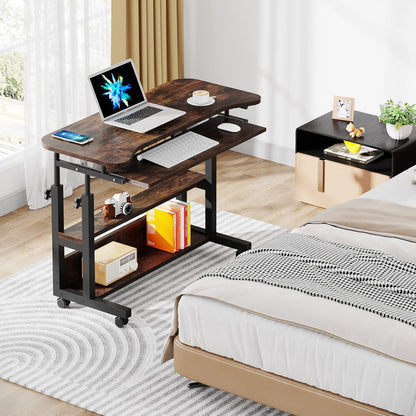 Tribesigns Mobile Standing Desk with Power Outlet & USB Charging – Adjustable Laptop Cart with Keyboard Tray