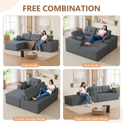 Ball & Cast 106" L-Shaped Modular Sectional Sofa with Left-Facing Chaise (Chenille, Beige)