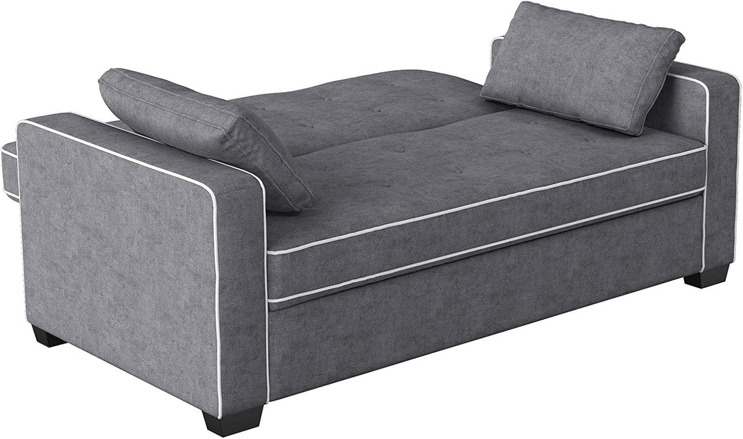 Serta Ainsley 66.5" Full Convertible Sleeper Loveseat (DreamCoil, Charcoal)