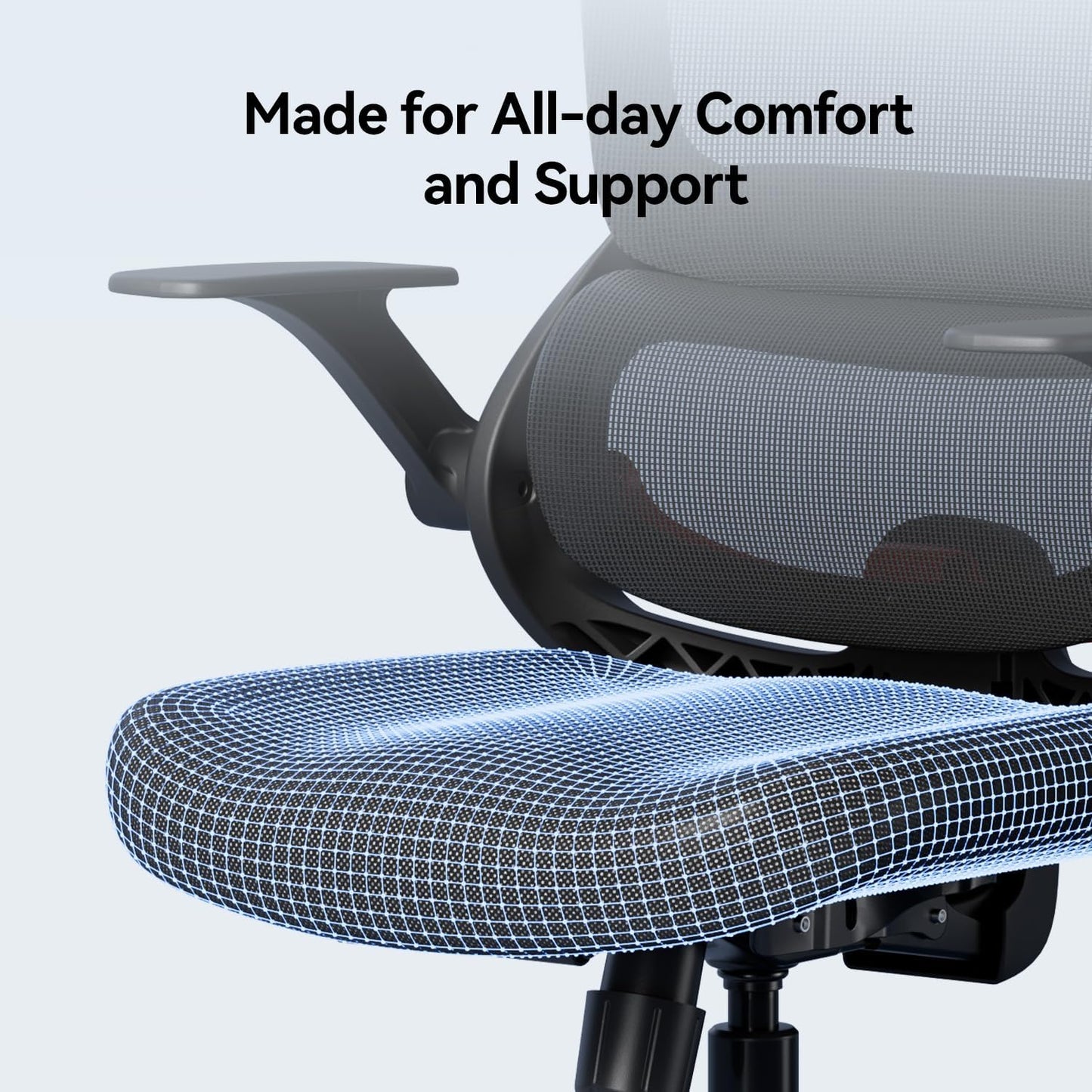 SIHOO B100 SE Ergonomic Office Chair with Adaptive Lumbar Support & Flip-Up Armrests, Jet Black