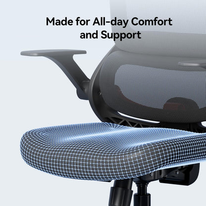 SIHOO B100 SE Ergonomic Office Chair with Adaptive Lumbar Support & Flip-Up Armrests, Jet Black