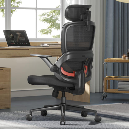 SIHOO B100 SE Ergonomic Office Chair with Adaptive Lumbar Support & Flip-Up Armrests, Jet Black