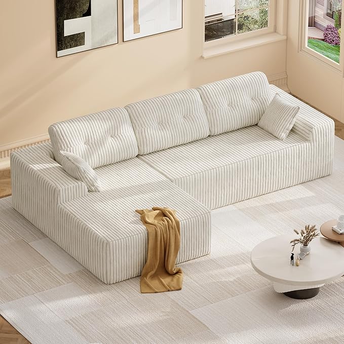 Ball & Cast 106" L-Shaped Modular Sectional Sofa with Left-Facing Chaise (Chenille, Beige)