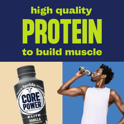 Core Power Elite High Protein Shake, Vanilla, 42g Bottle, 14oz, 12 Pack