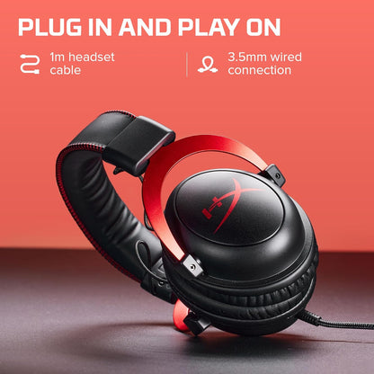 HyperX Cloud II Gaming Headset – 7.1 Surround Sound, Memory Foam, Red