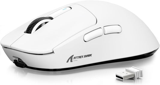 ATTACK SHARK X3 Tri-Mode Wireless Gaming Mouse, 26K DPI, White