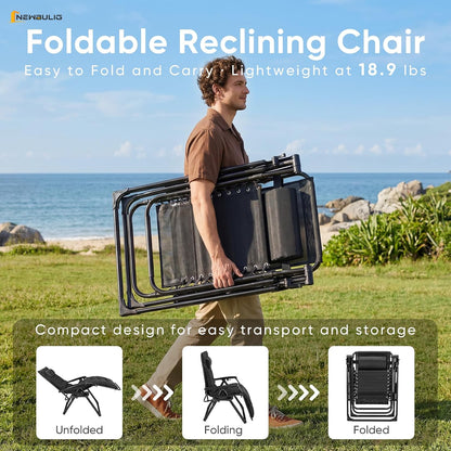 NEWBULIG Zero Gravity Recliner Chair with Cup Holder Tray & Removable Cushion – Black