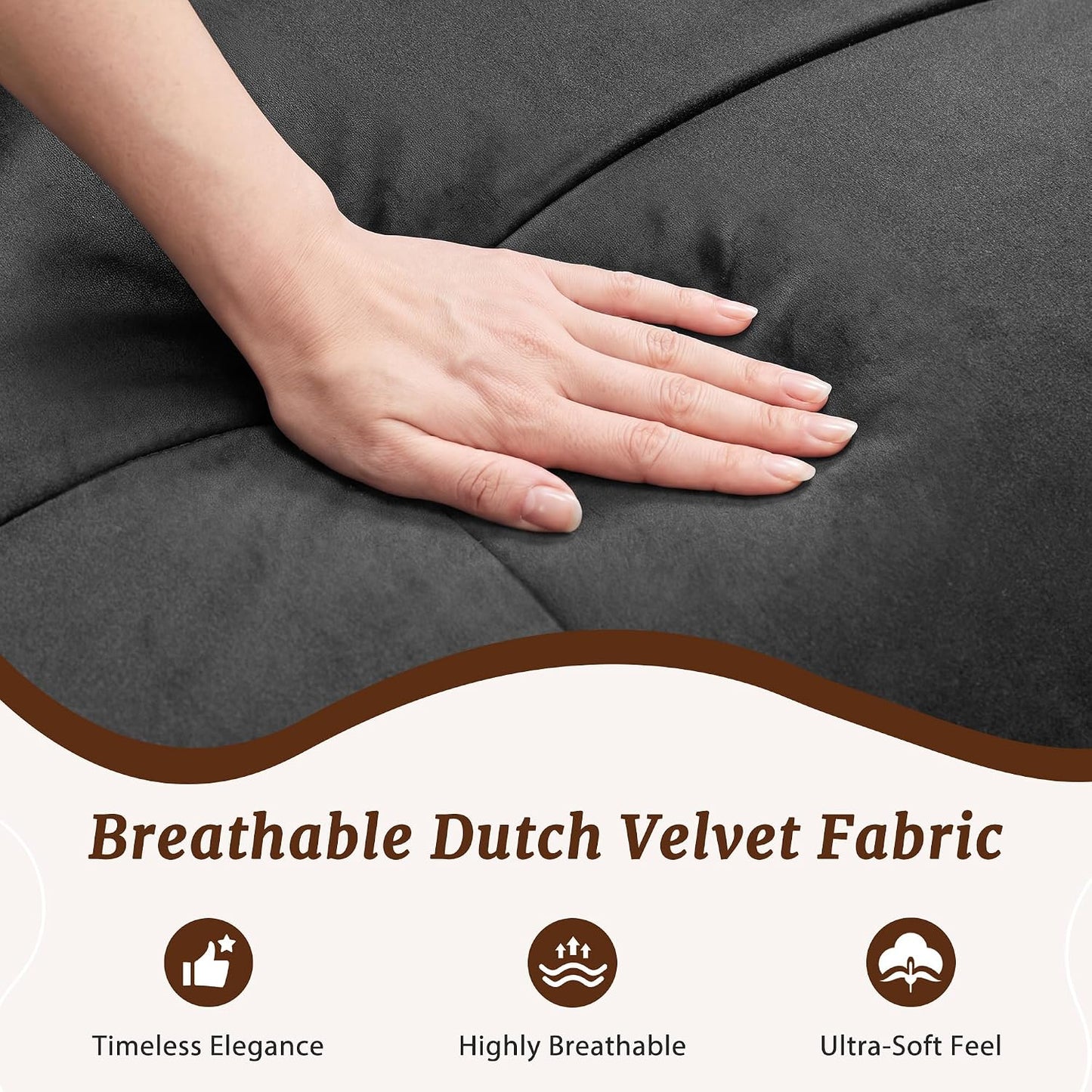 Shintenchi Velvet Futon Sofa Bed – Foldable 2-in-1 Sleeper Couch (Black)